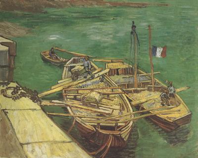 Quay with Men Unloading Sand Barges (nn04), Vincent Van Gogh